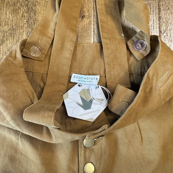 NWT Paper Crane Button Fly Wide Leg Camel Removable Suspender Strap Pants Sz XS - Picture 6 of 8